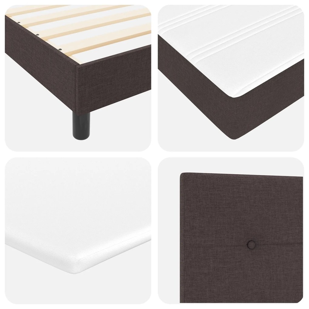 Cama Box Spring com Colchão & LED Marrom Escuro 120x190 cm Tecido