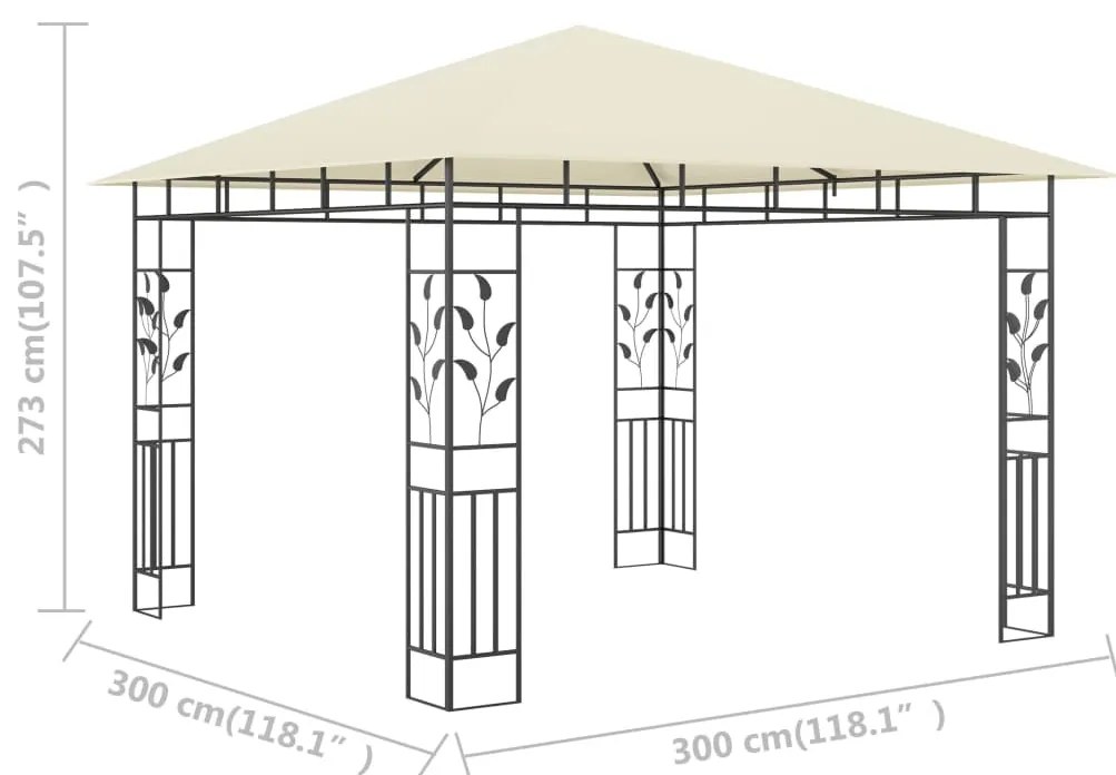 Gazebo com rede mosquiteira 3x3x2,73 m 180 g/m² creme