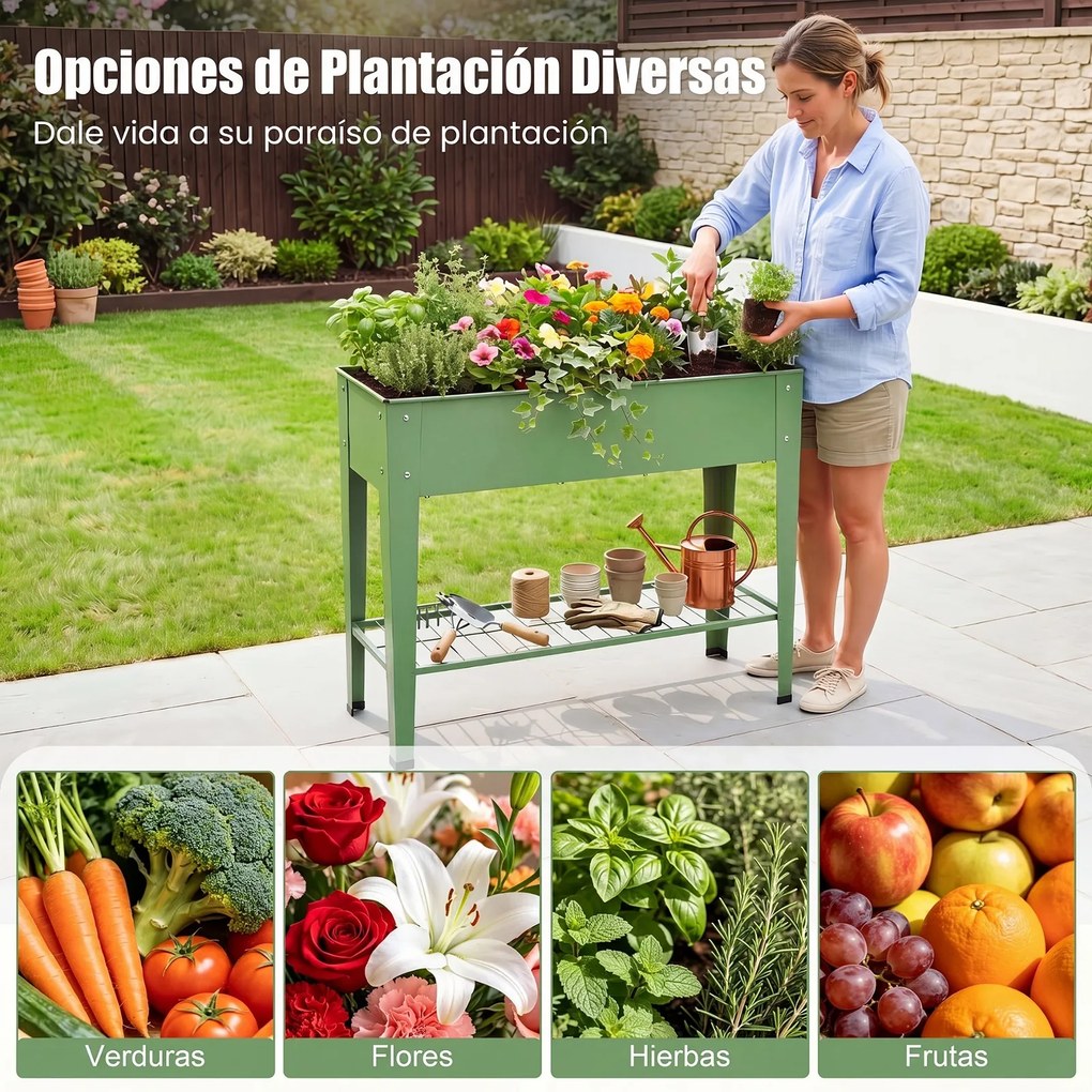 Floreiras para Plantas, 95 x 31 x 80 cm, com Estante de Rede, Verde
