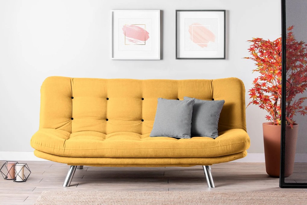 Sofá-Cama de 3 Lugares Misa – Mostarda – 200 cm