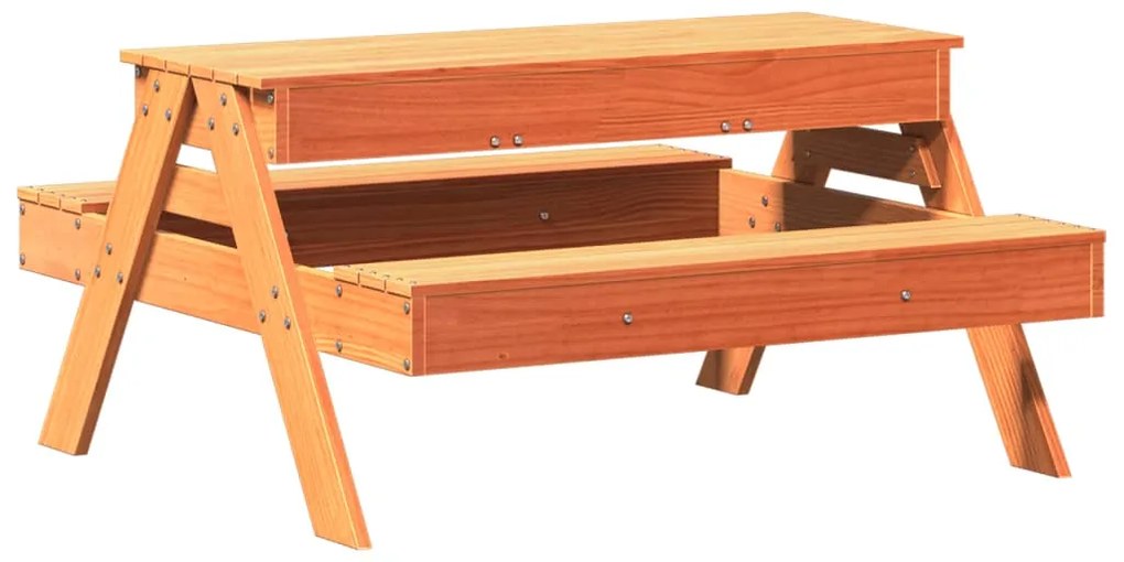 Mesa piquenique c/ caixa areia infan. pinho maciço castanho-mel