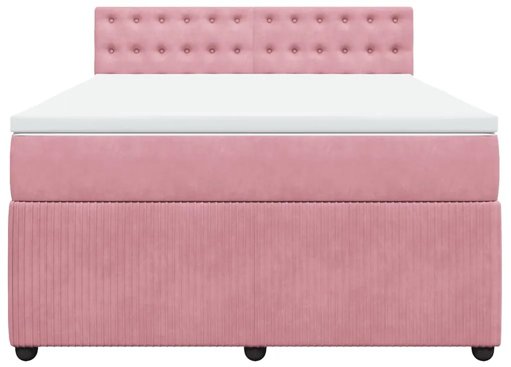 Cama com molas/colchão 160x200 cm veludo rosa