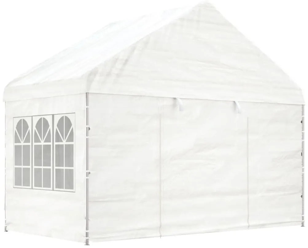 Gazebo com telhado 20,07x4,08x3,22 m polietileno branco