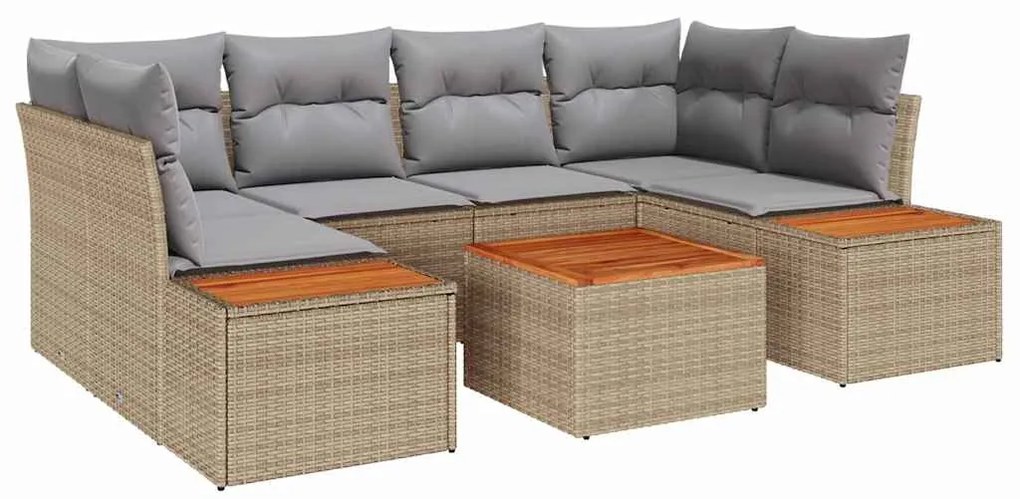 Conjunto de Sofá de Jardim vidaXL 6 Peças com Almofadas Bege Poliratan