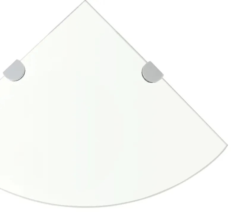 Prateleira canto suportes cromados vidro transparente 25x25cm