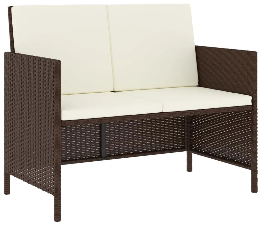 6 pcs conjunto jantar p/ jardim c/ almofadões vime PE castanho