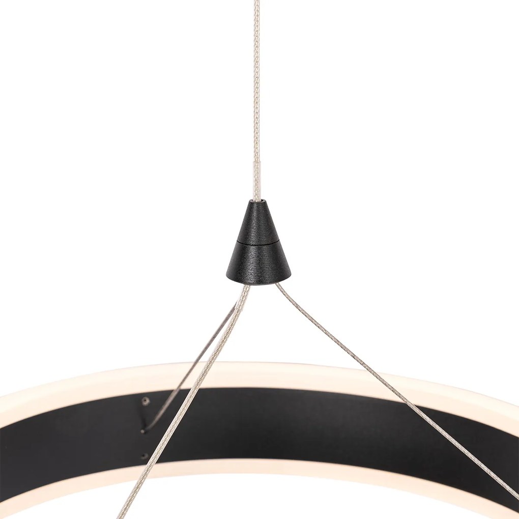 Candeeiro de suspensão preto redondo com LED regulável em 3 níveis 3 luzes - Lyani Design