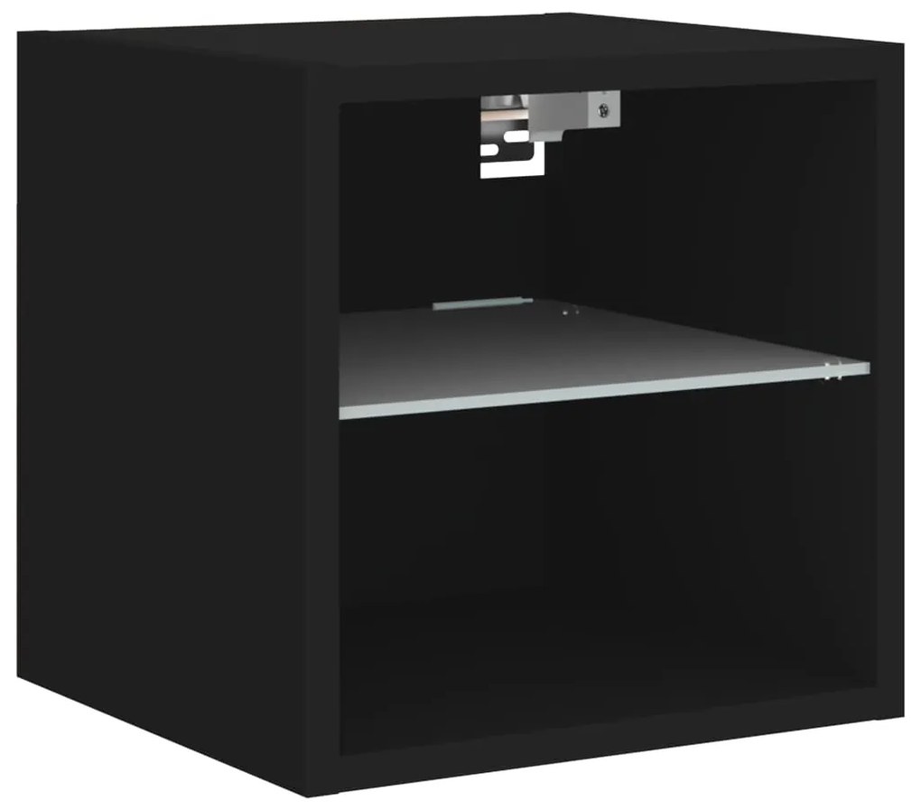 Móvel de parede para TV com luzes LED 30x28,5x30 cm preto