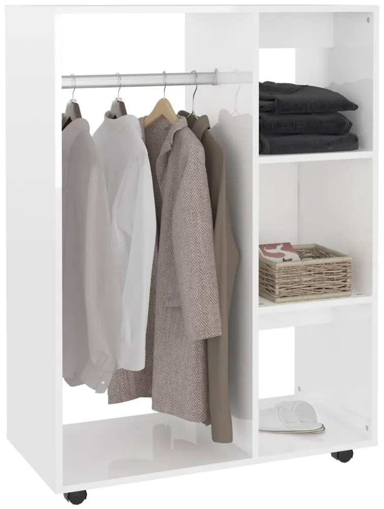 Roupeiro 80x40x110 cm derivados de madeira branco brilhante