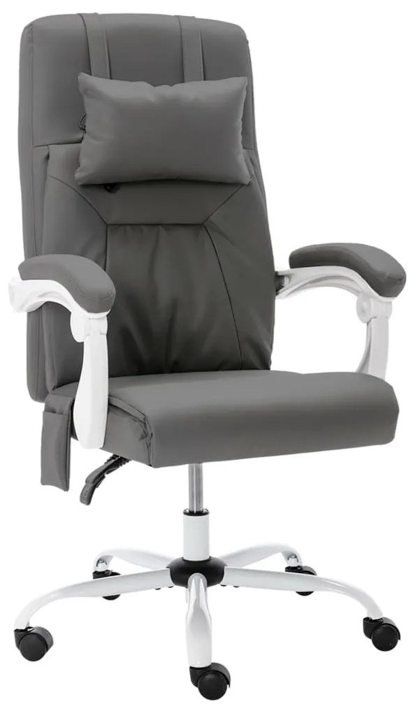 Cadeira escritório c/ função massagem couro artificial cinzento
