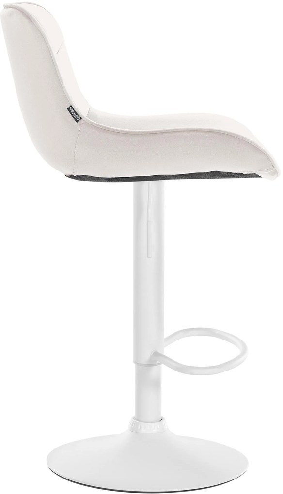 Banco alto em veludo com estrutura branca 85-106 x 49 x 51 cm cor creme