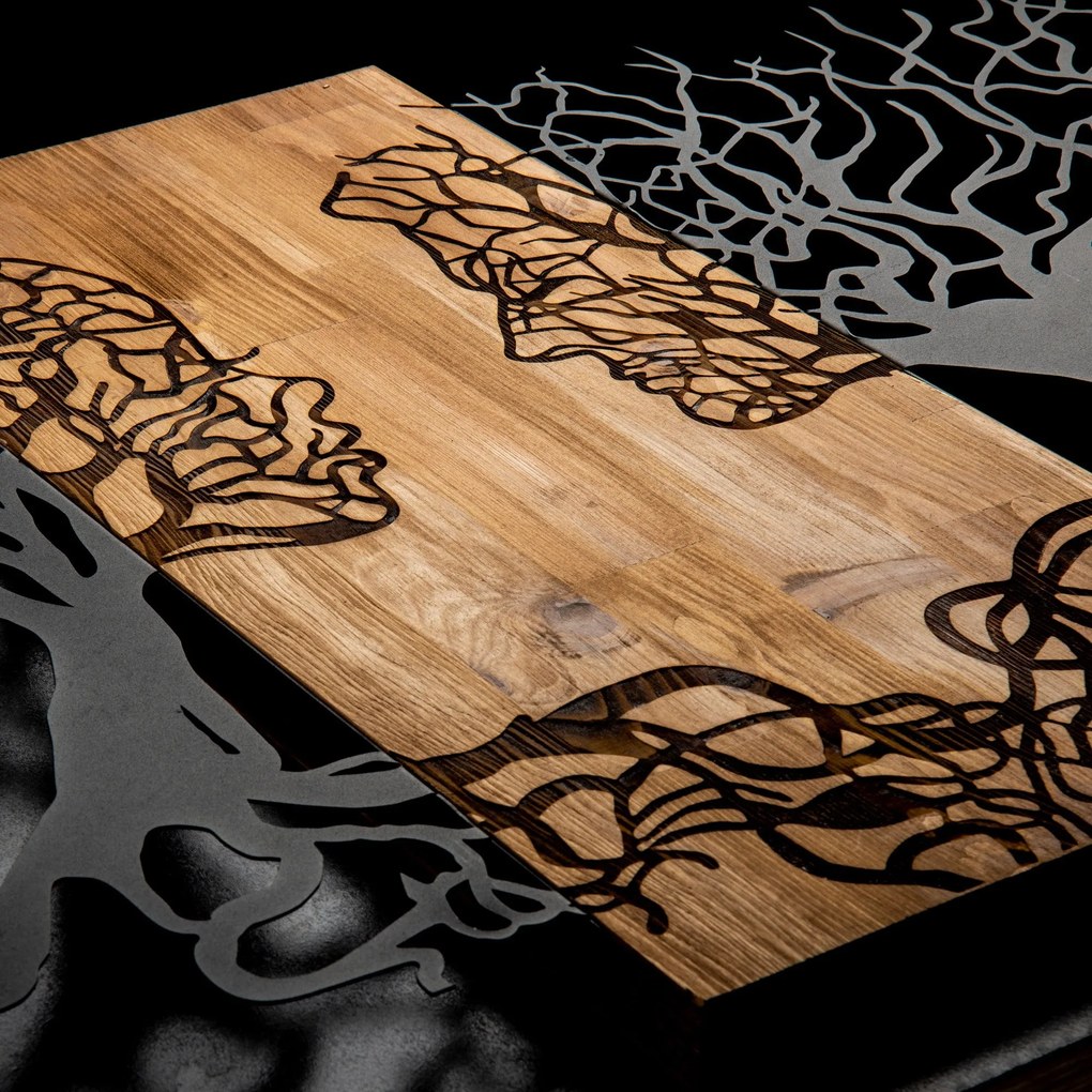 Acessório Decorativo de Parede Tutku – Preto e Nogueira – 92 x 58 cm