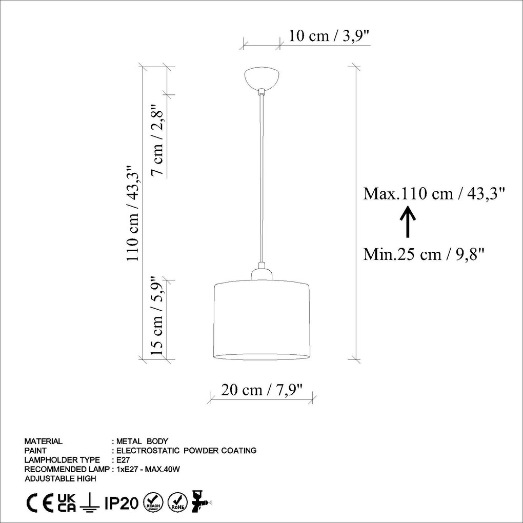 Candeeiro Duz – Azul Claro – Ø20 h:15 cm