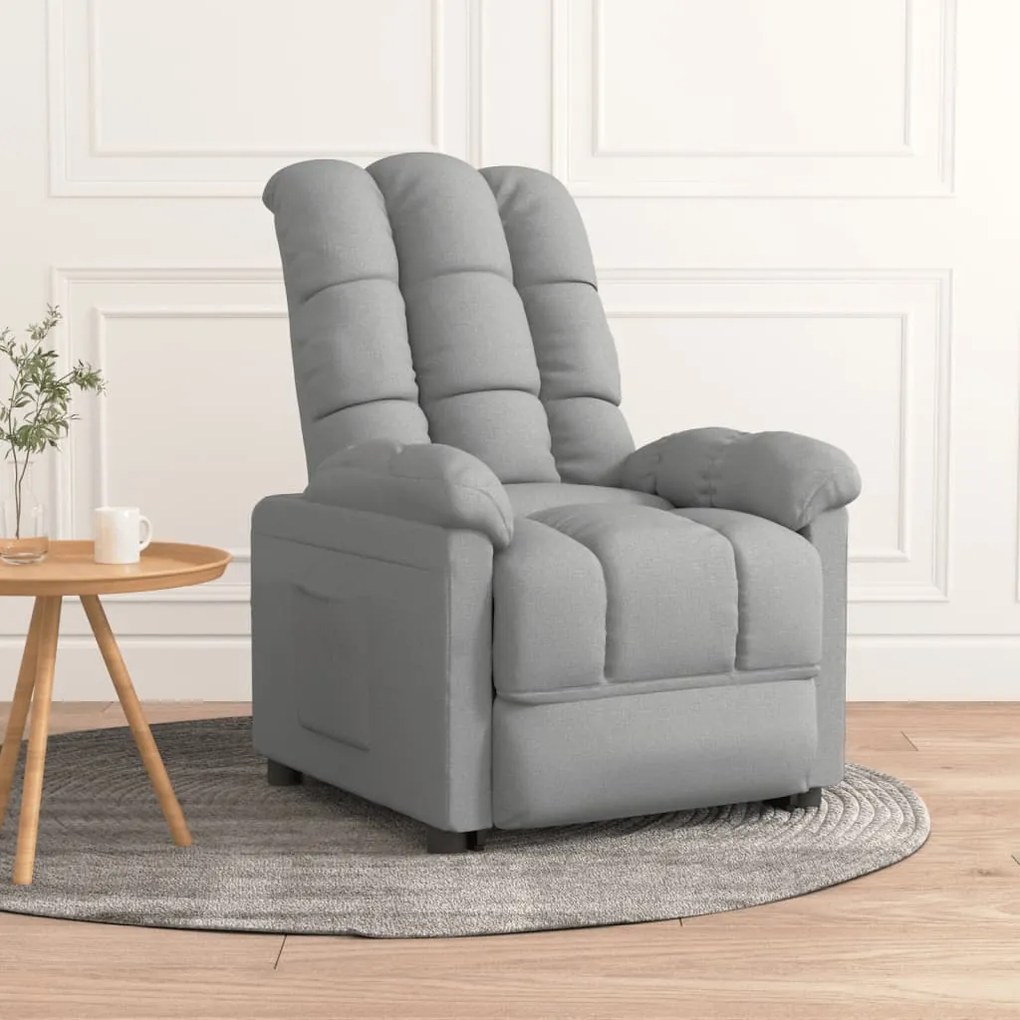 289796 vidaXL Poltrona reclinável tecido cinzento-claro