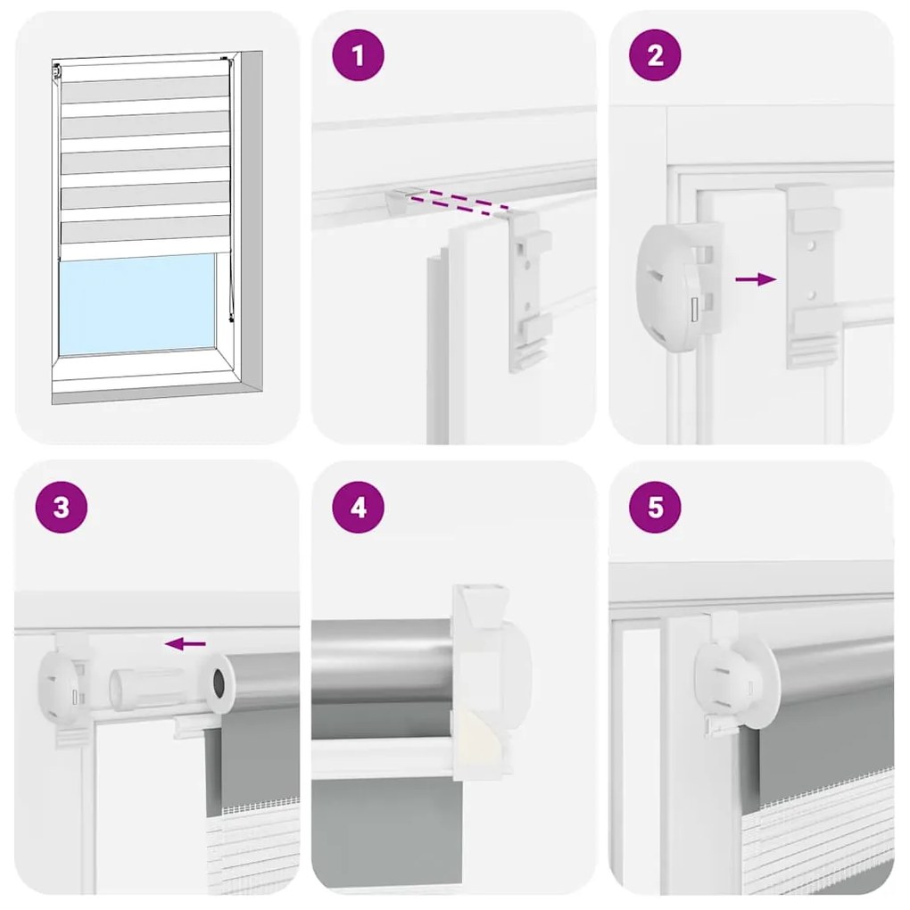 Estore de rolo 90 x 150 cm, linhas de zebra / Branco