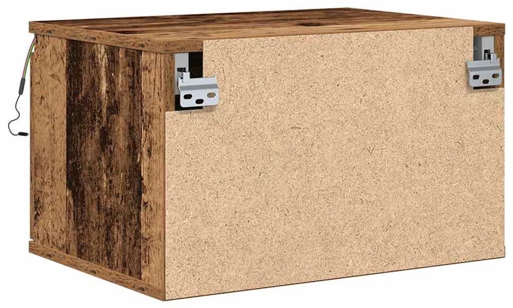 Mesa de cabeceira vidaXL com LED montada na parede em madeira envelhec
