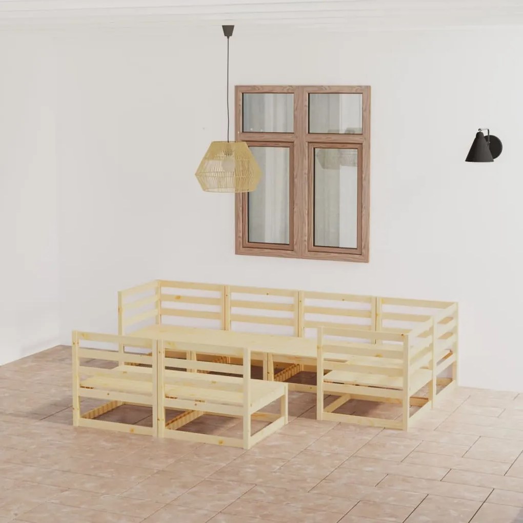 vidaXL 7 pcs conjunto lounge de jardim pinho maciço