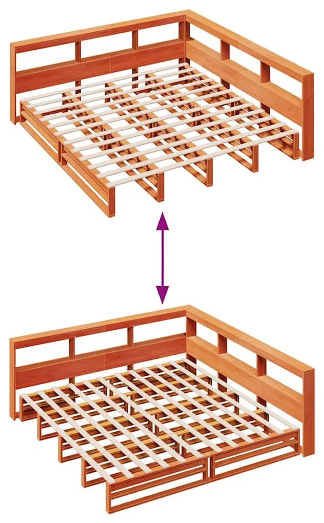 Cama com estante sem colchão 200x200 cm pinho maciço