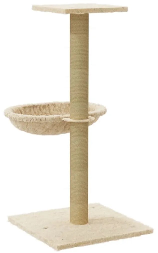 Árvore para gatos com poste arranhador sisal 74 cm cor creme