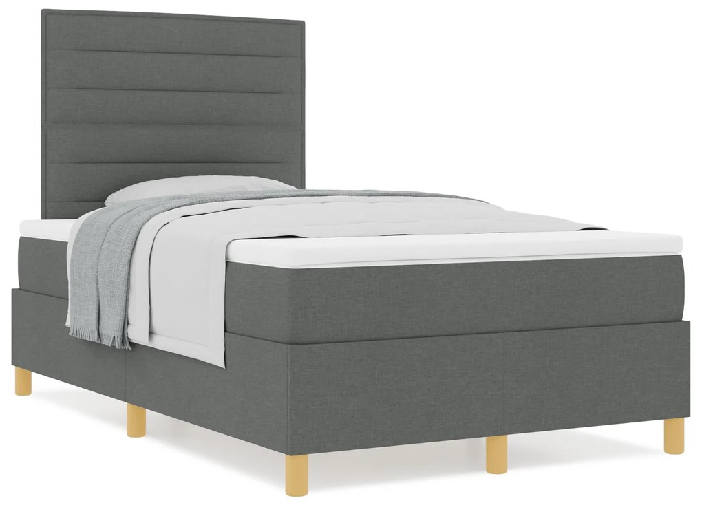 Cama Box Spring com Colchão Cinza Escura 120x200 cm Tecido