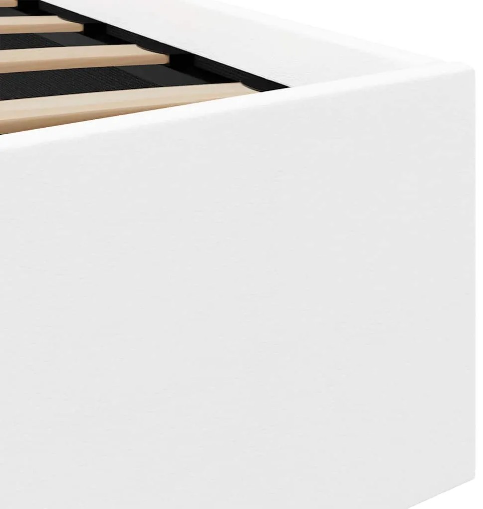 Cama hidráulica c/ arrumação LED 90x200cm couro artifi. branco
