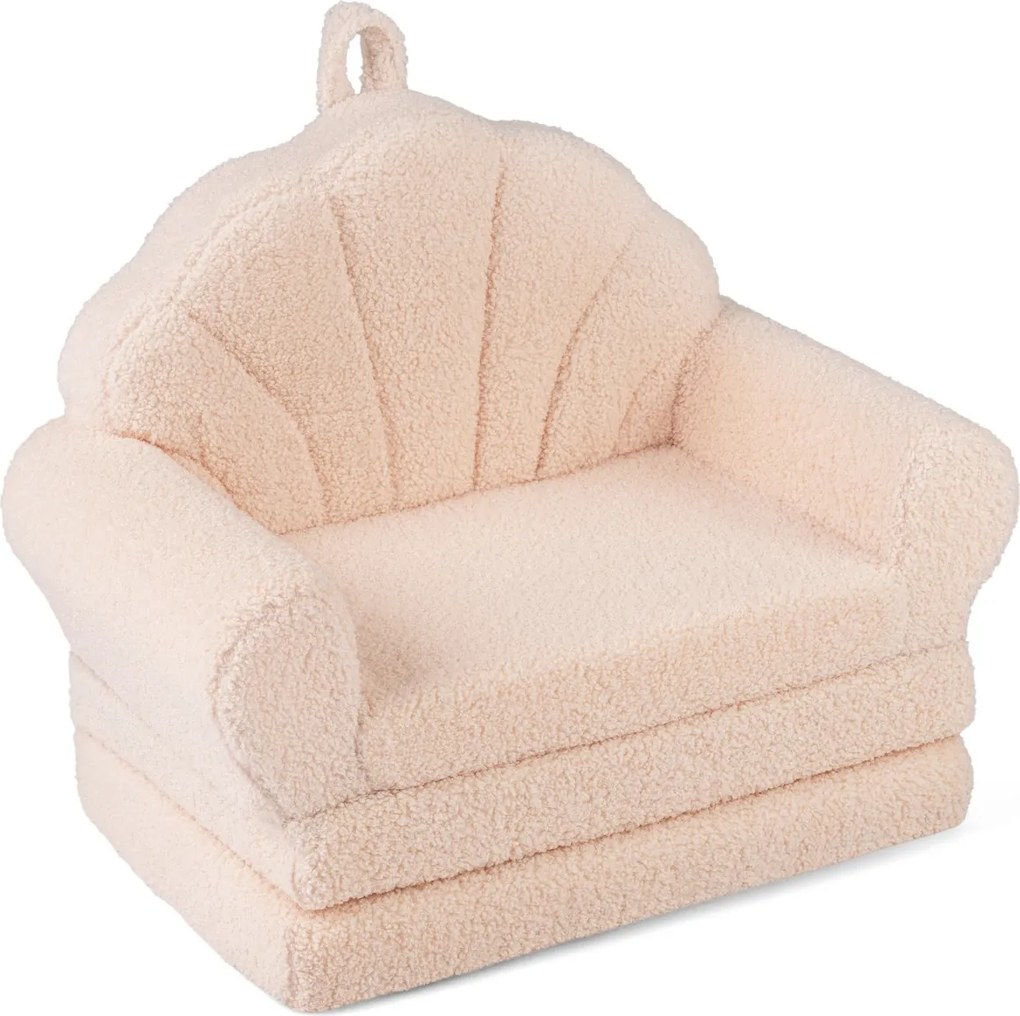 Sofá dobrável 2 em 1 em forma de concha para crianças, convertível em cama com braços, capa removível e base antiderrapante, para maiores de 3 anos, b