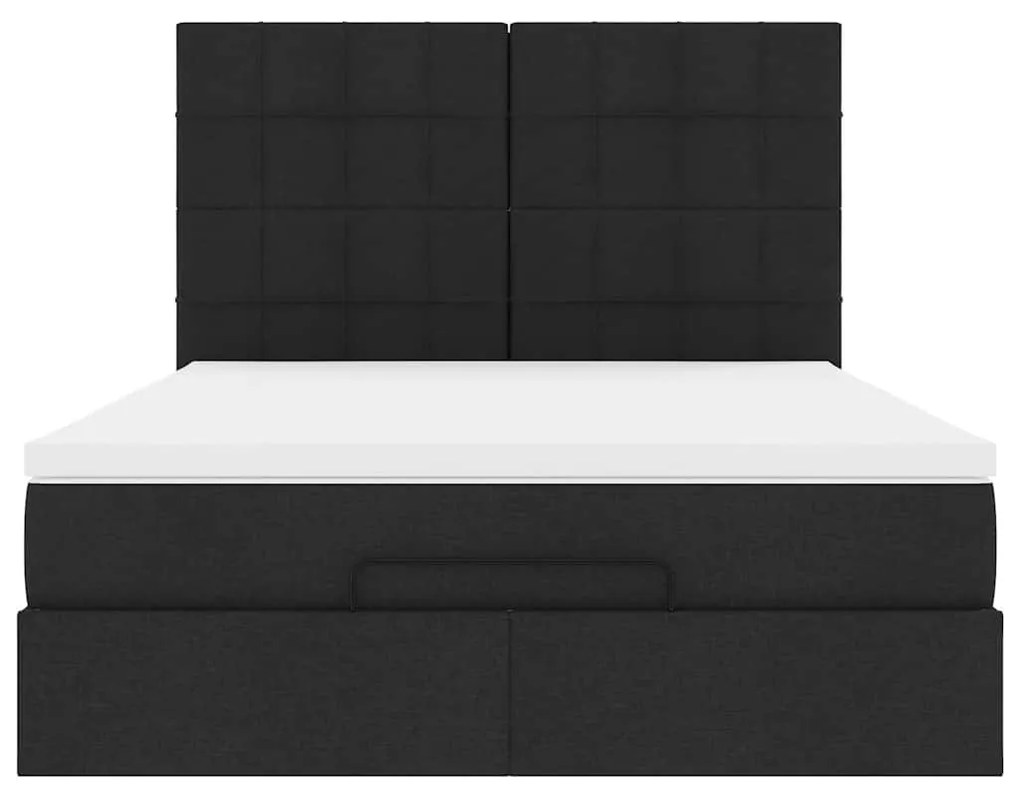 Estrutura de cama otomana com colchão 140x190 cm tecido preto