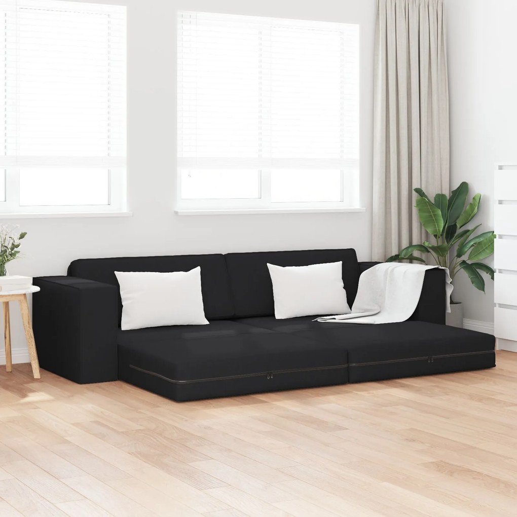 Sofá Cama 2 em 1 Preto 245x150x60.5 cm Tecido