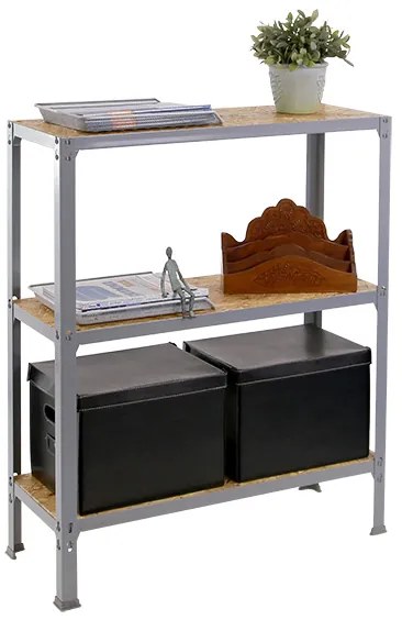 Estante com 3 Prateleiras madeira SIMONHOME CLICK WOOD MINI 3/300 CINZENTA/OSB Capacidade P/ prateleira 150 Kg Dimensões 900x800x300 mm