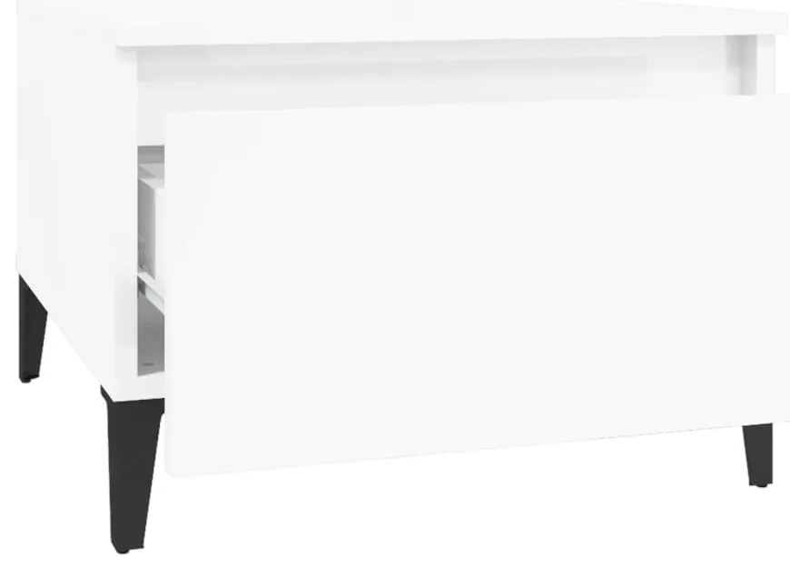 Mesas de apoio 2 pcs 50x46x35cm deriv. madeira branco brilhante