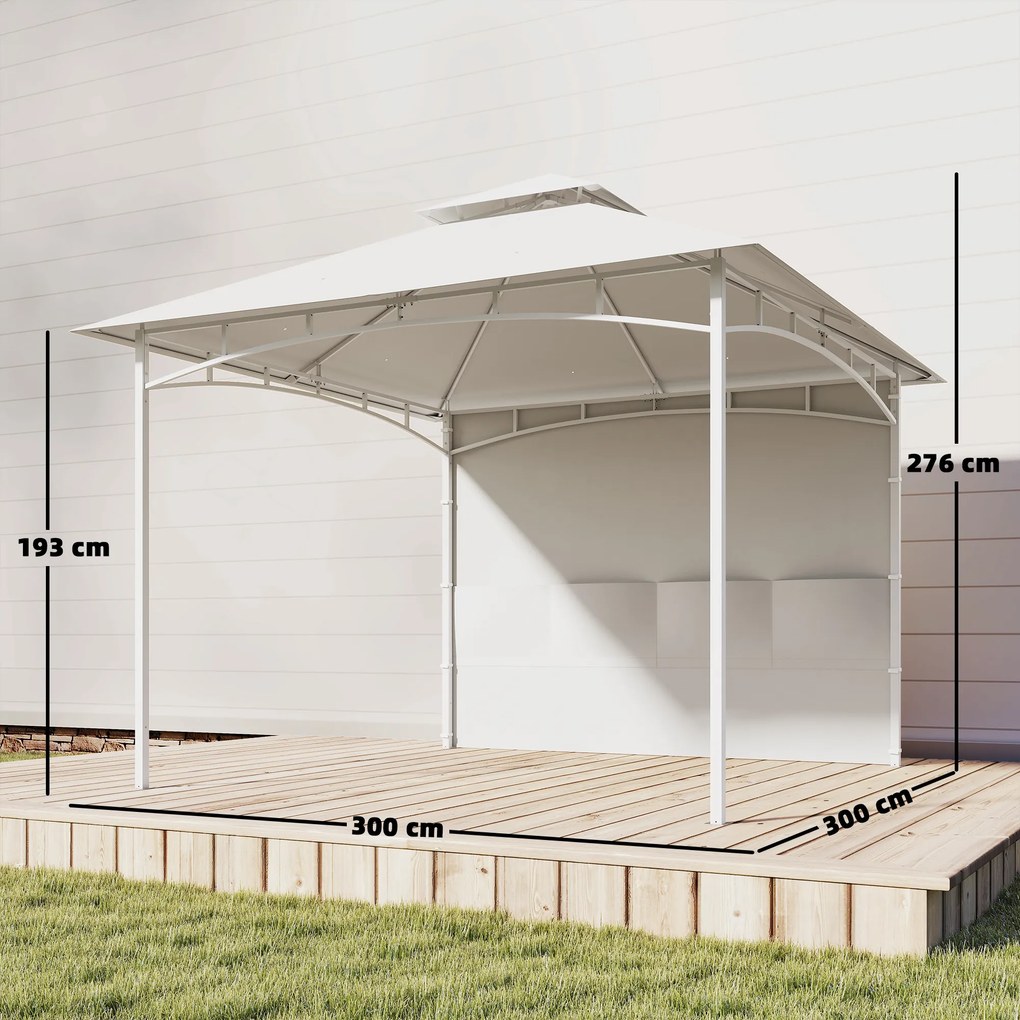 Tenda de jardim3 x 3 m com teto duplo, cortinas e bolsos de arrumação, gancho de teto, creme