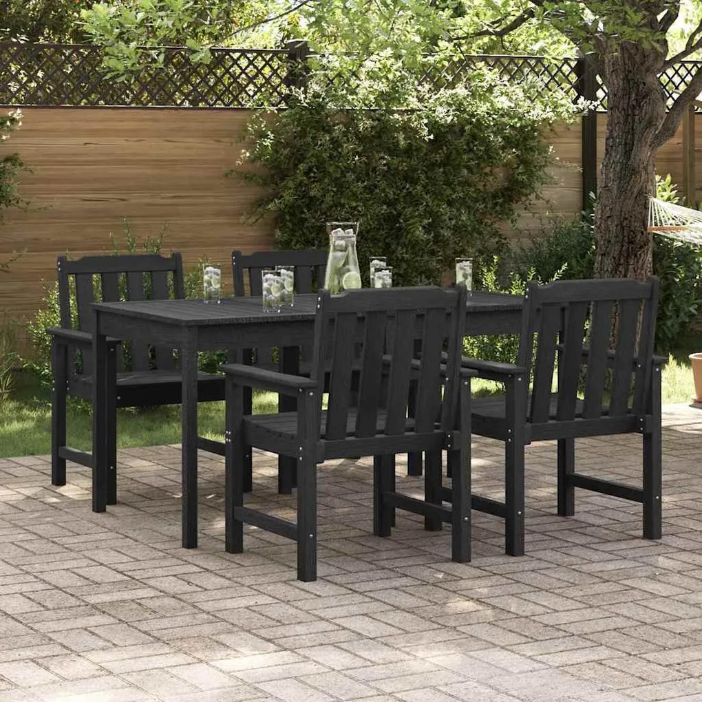 vidaXL Cadeira de Jardim 4 pcs Preto 65.5 x 59 x 88 cm Polietileno