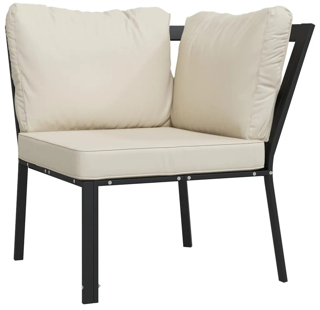 6 pcs conjunto lounge de jardim aço c/ almofadões areia