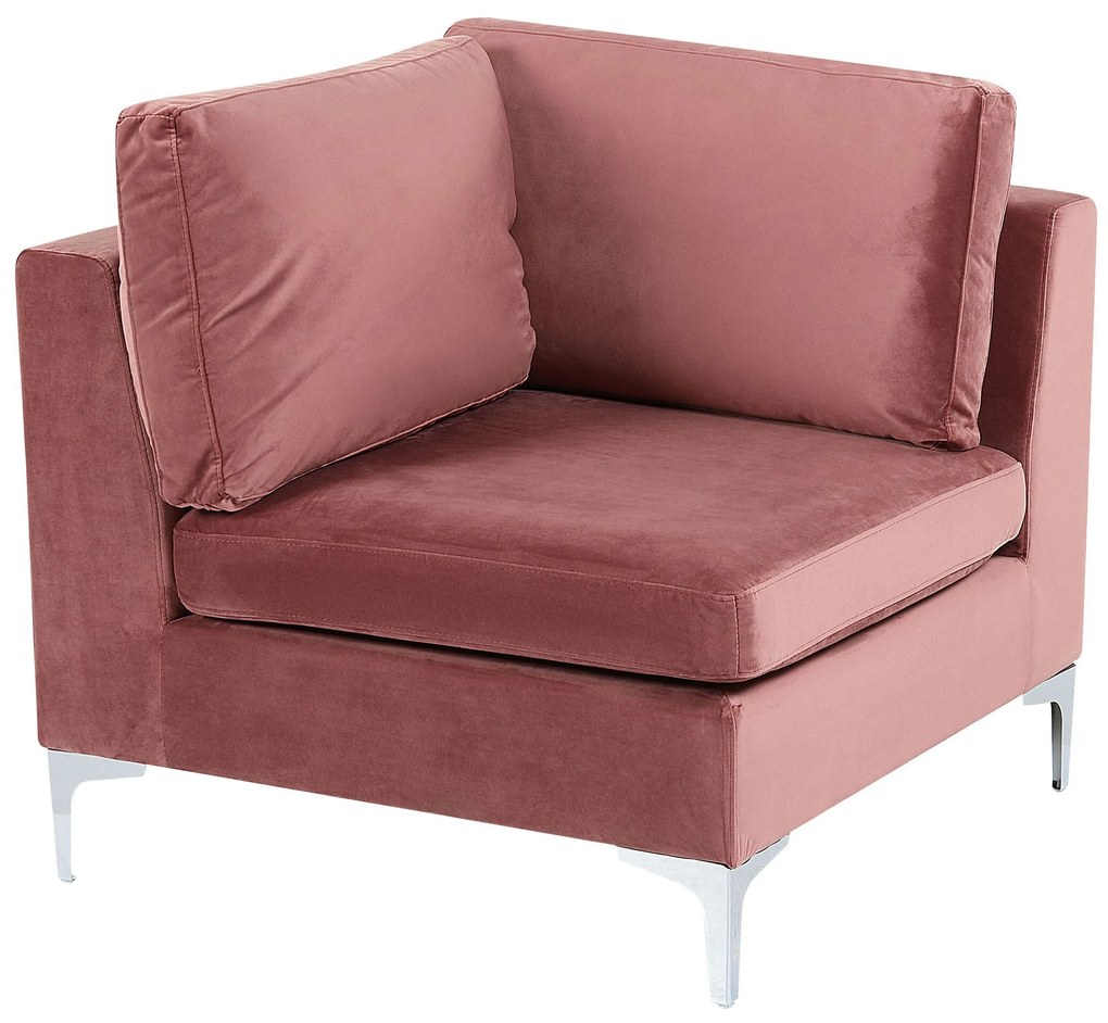 Sofá de canto de 6 lugares em veludo rosa com repousa-pés versão à esquerda EVJA Beliani