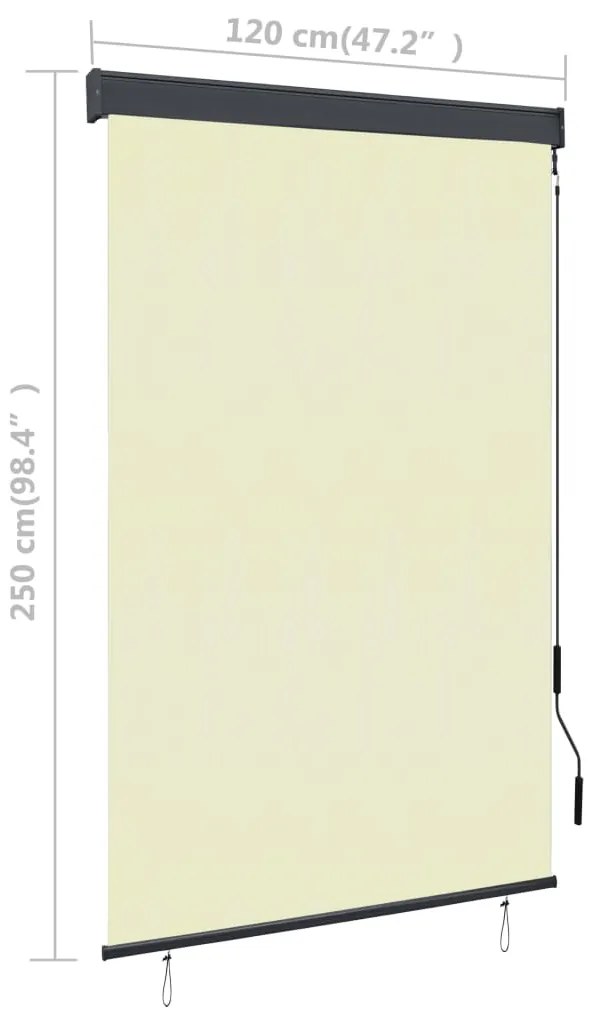 Estore de rolo para exterior 120x250 cm creme