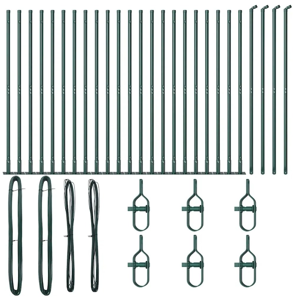 Postes de Cerca com Placas de Base - 26 peças Ø32mm, 68,5cm, Aço Galva