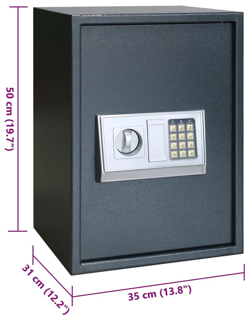 Cofre Digital Eletrónico com Prateleira Cinza Escuro 35x31x50 cm Aço