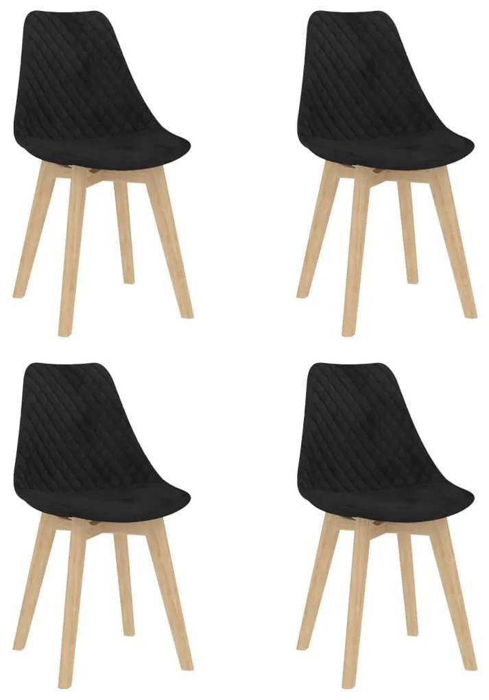 vidaXL Cadeiras de jantar 4 pcs veludo preto
