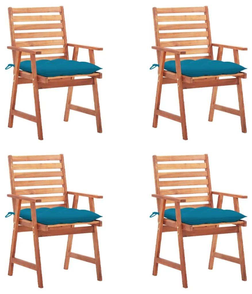 Cadeiras de jantar p/ jardim 4 pcs c/ almofadões acácia maciça