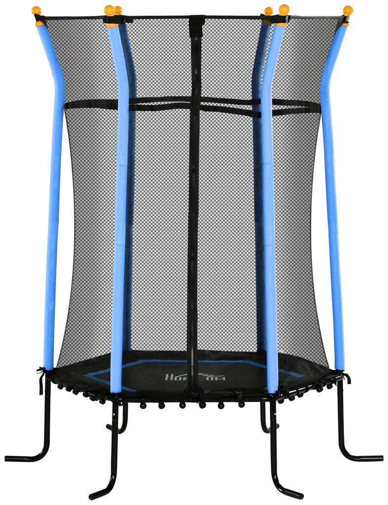 HOMCOM Trampolim para Crianças Cama Elástica Infantil com Rede de Segurança para Interiores e Exteriores Carga 50 kg Ø163,5x190 cm Azul