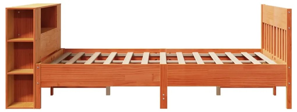 Cama c/ estante sem colchão 120x190cm pinho maciço castanho-mel