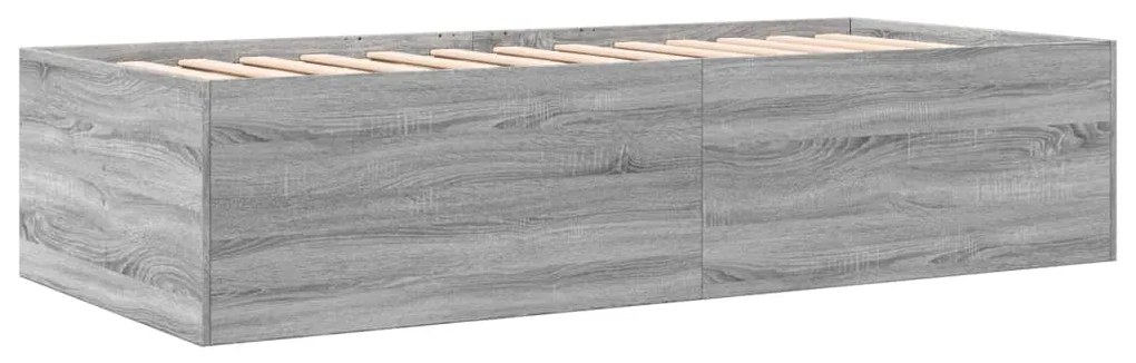 Sofá-cama com gavetas sem colchão 75x190 cm cinzento sonoma