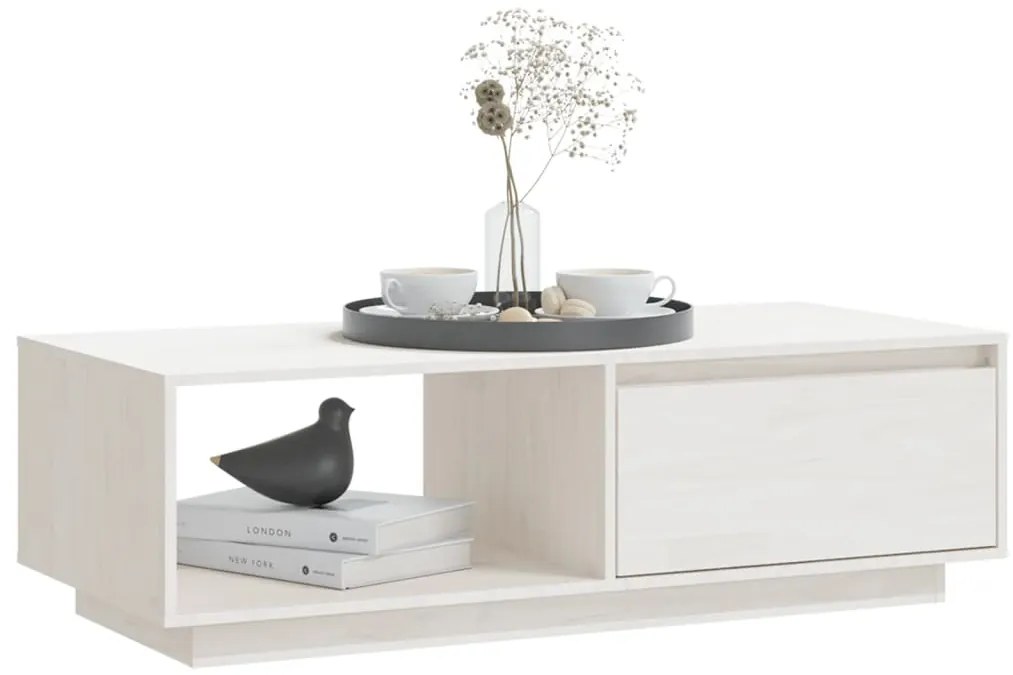 Mesa de centro 110x50x33,5 cm madeira de pinho maciça branco