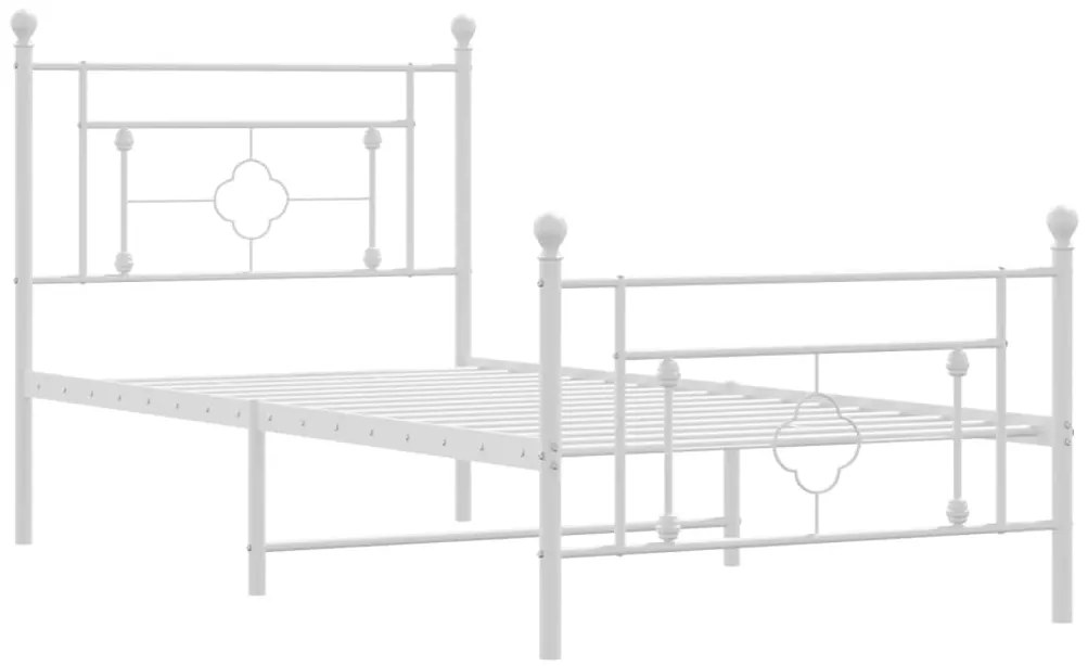 Estrutura de cama com cabeceira e pés 90x190 cm metal branco