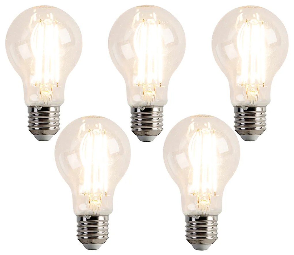 Conjunto de 5 lâmpadas LED E27 reguláveis A60 7,6W 780 lm 2700K