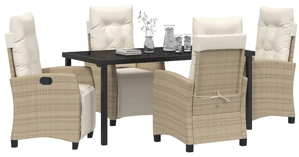 Conjunto de Jantar de Jardim com 5 Peças em Rattan Bege