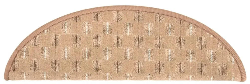Tapete/carpete para degraus 15 pcs 56x17x3 cm castanho-claro