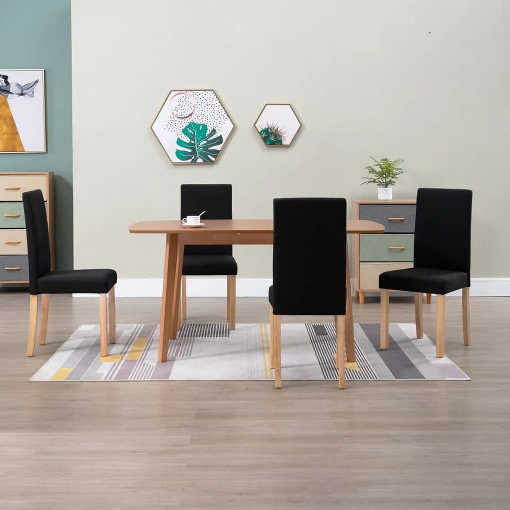 vidaXL Cadeiras de jantar 4 pcs tecido preto