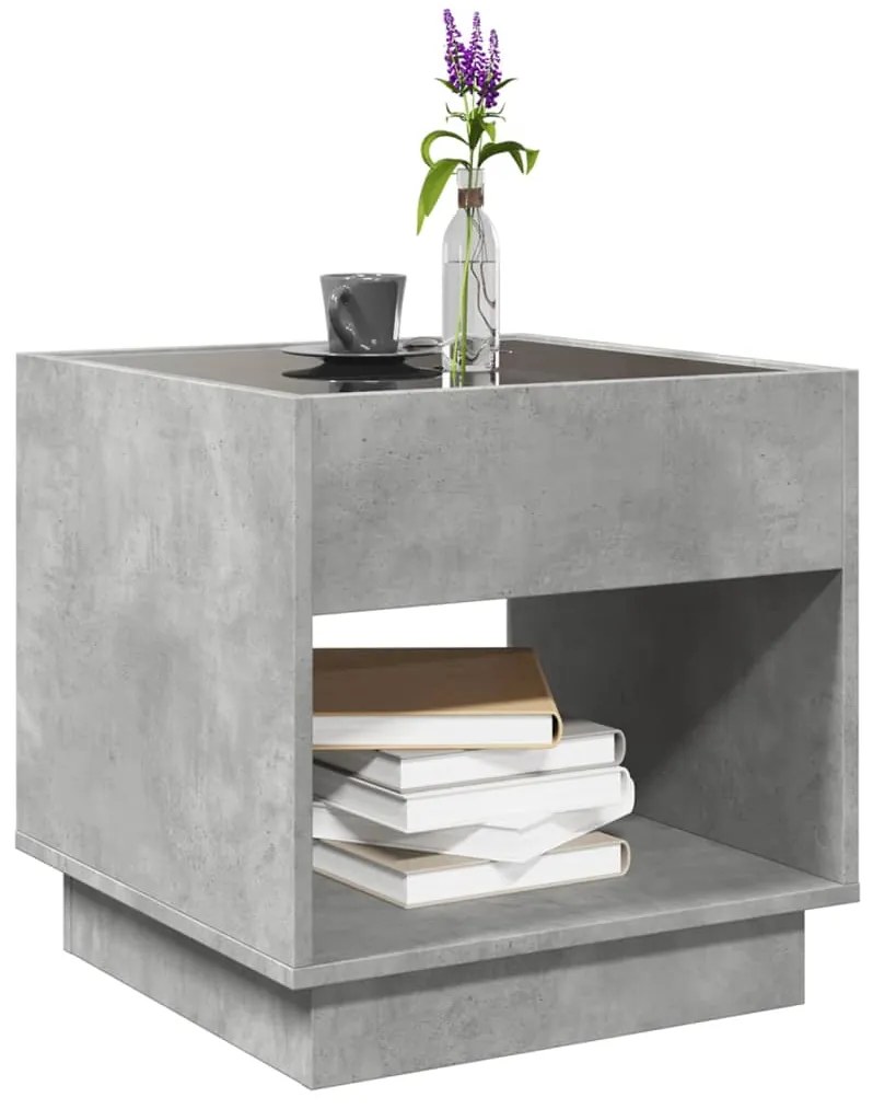 Mesa de centro luzes LED Infinity 50x50x50 cm cinzento cimento