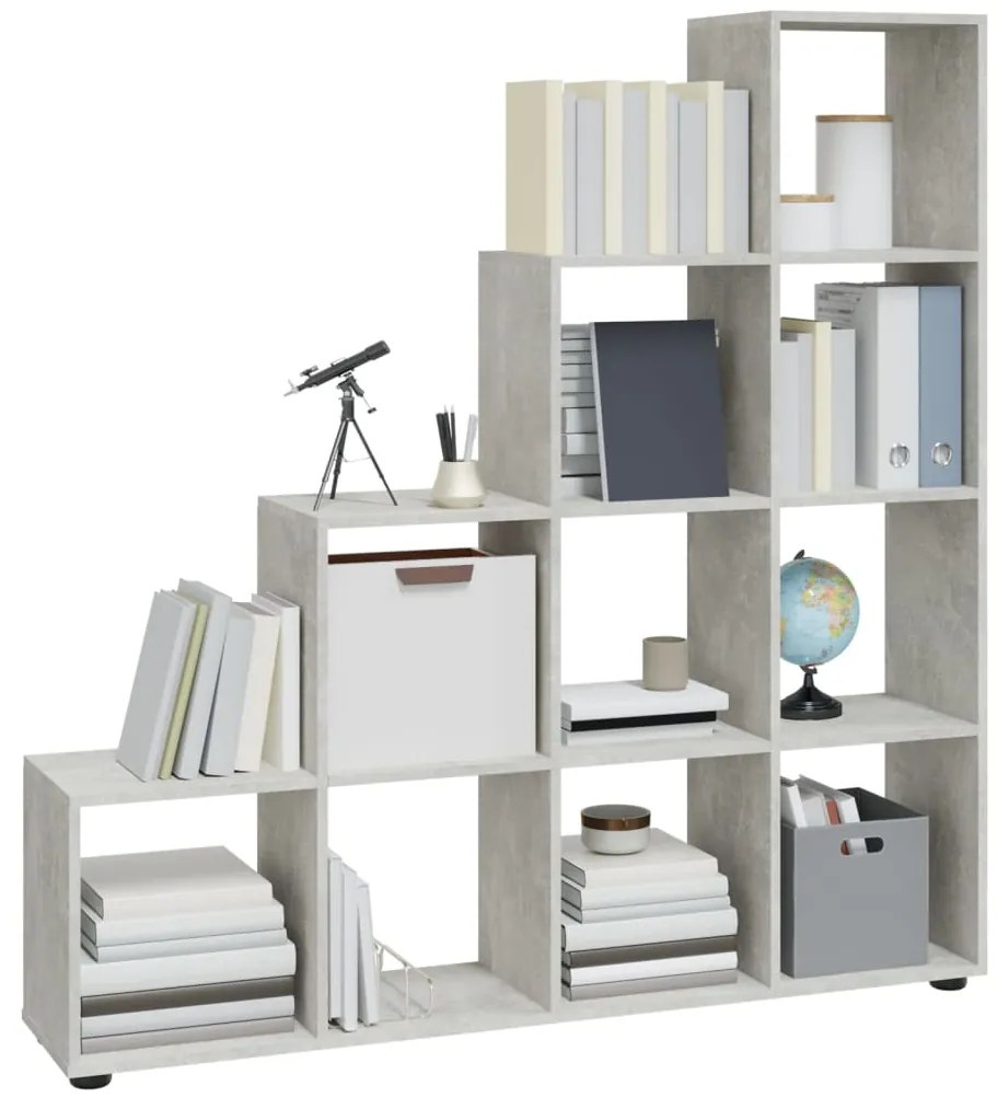 Estante escada/prateleira 142cm derivados madeira cinza cimento